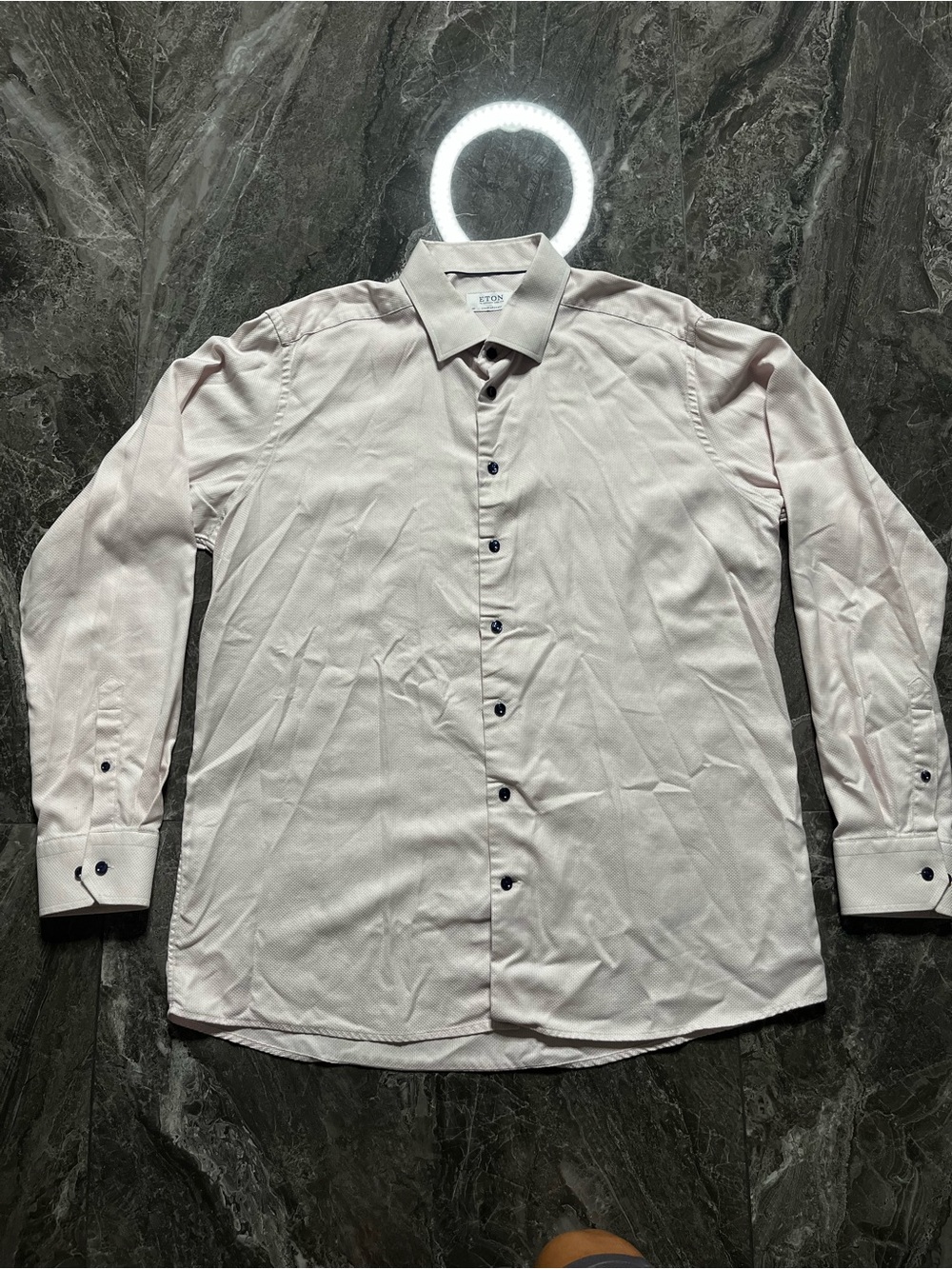 Eton Contemporary Pink Fit Dress Shirt Size 46 18 - Flawed / For Parts / Upcycle